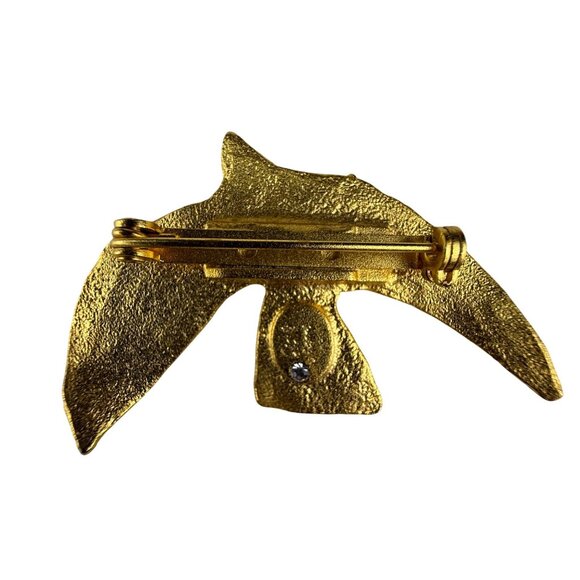 Galt Vintage Gold Tone Dove Brooch Pin Textured Metal Accent Jewelry - Picture 4 of 7